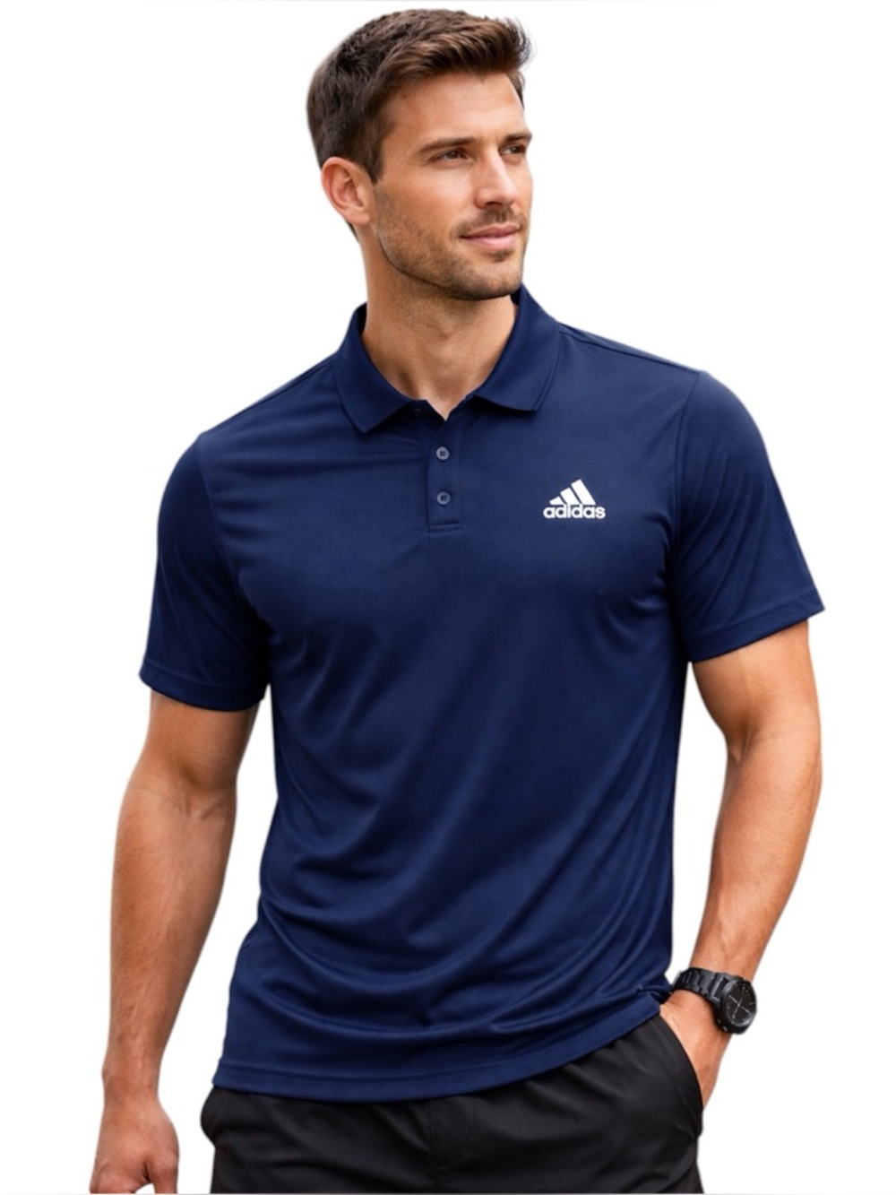 Adidas Performance Dri-Fit Golf Polo Shirt Men’s XL Navy Blue Logo Activewear